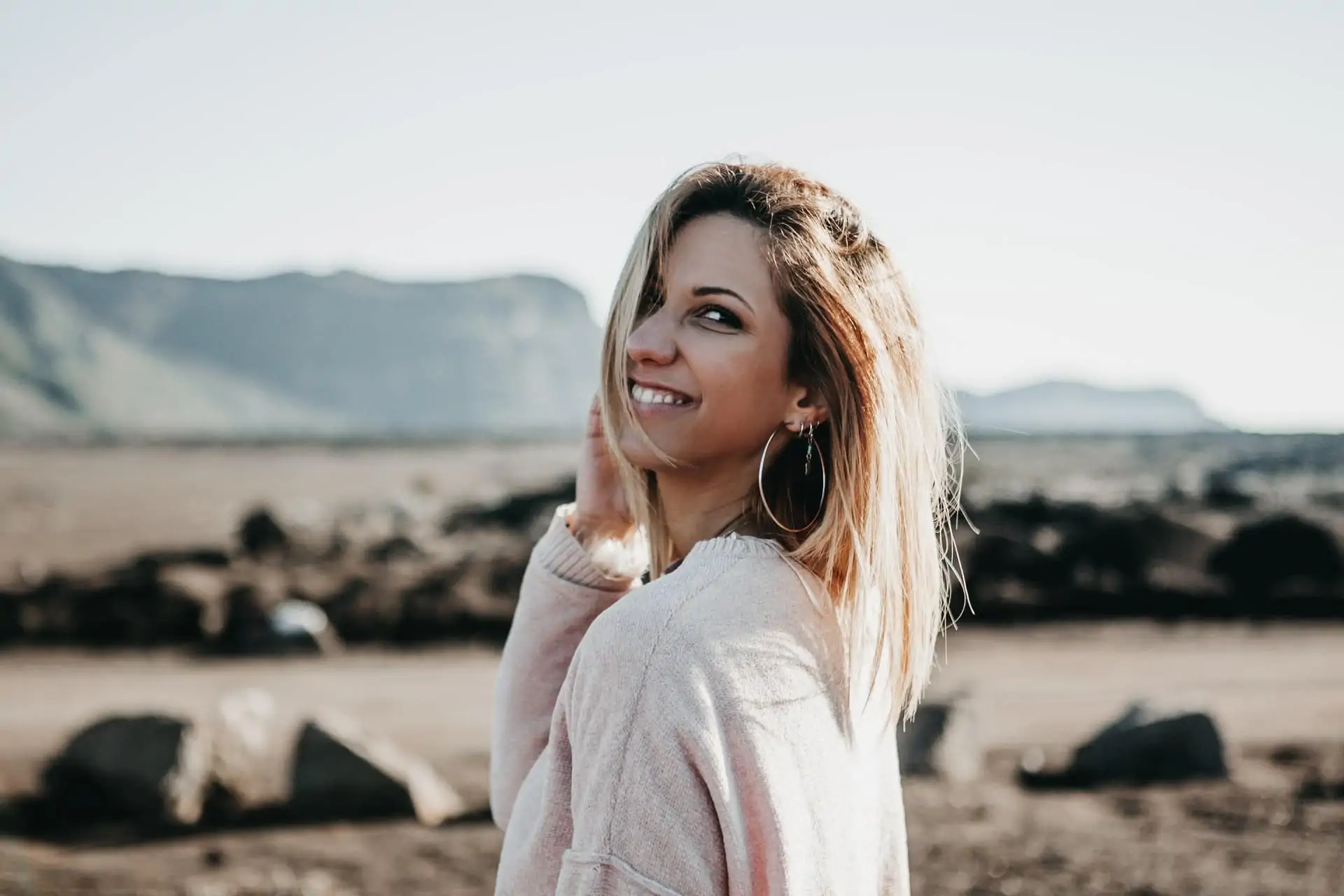 Girl wearing hoop earrings