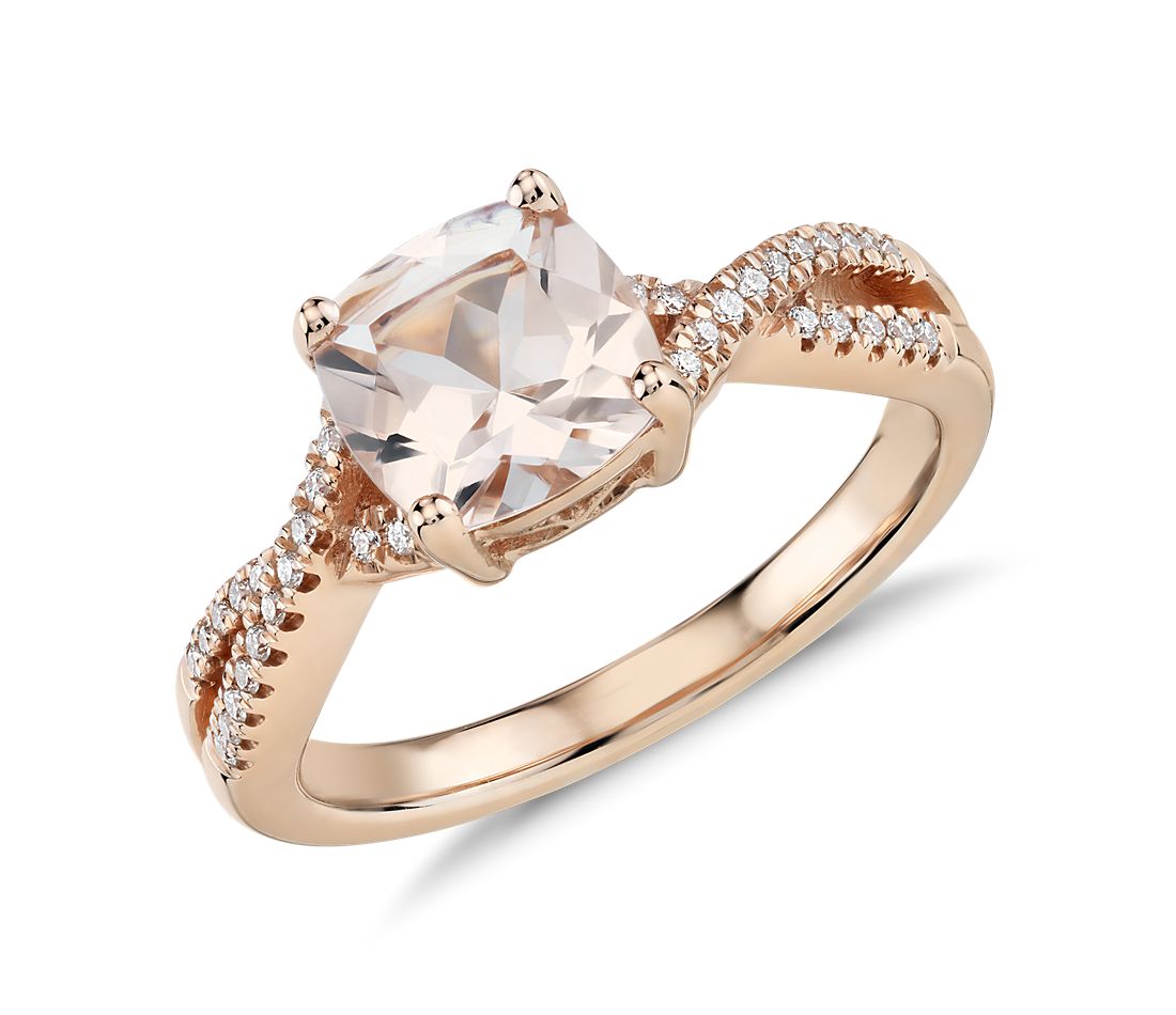 Morganite ring with four prongs