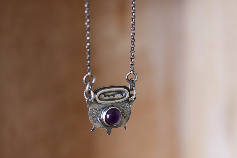 Amethyst cauldron necklace