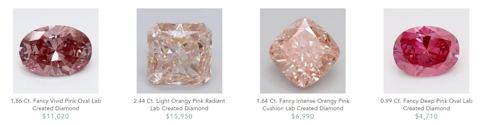 Brilliant earth pink diamonds
