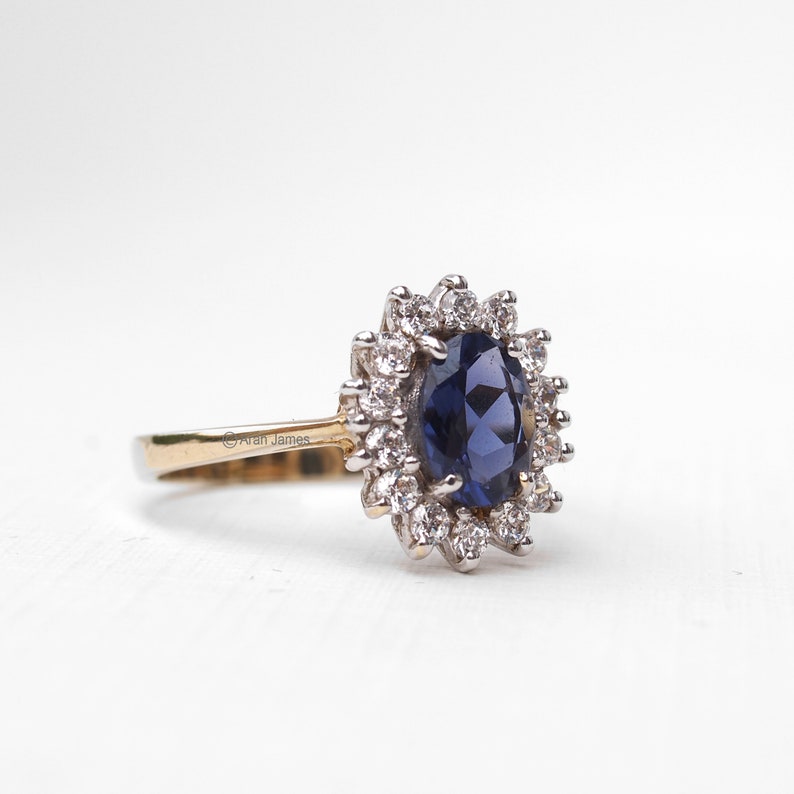 Blue iolite engagement ring