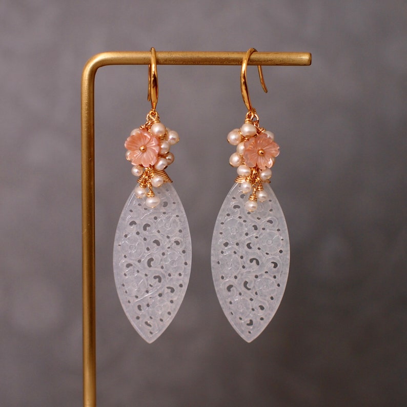 Jadeite earrings white