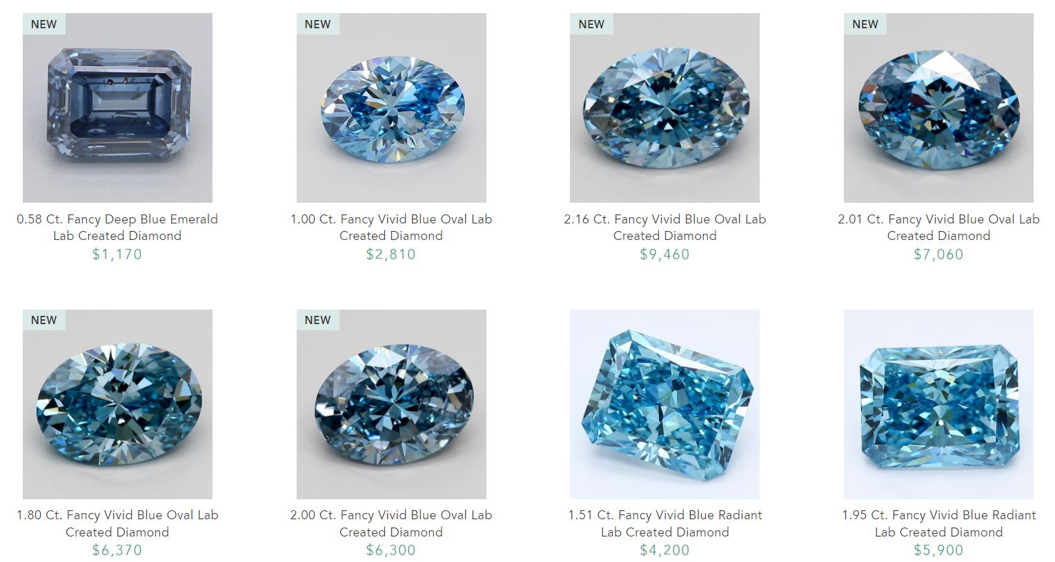 Lab created blue diamonds