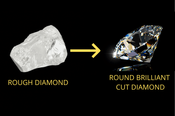 Rough diamond shape vs round diamond