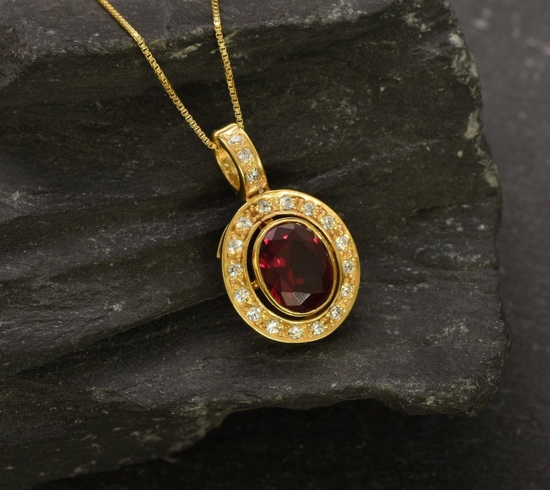 Synthetic ruby pendant
