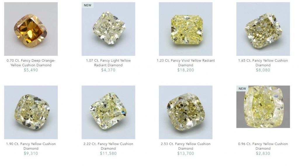 Synthetic yellow diamonds