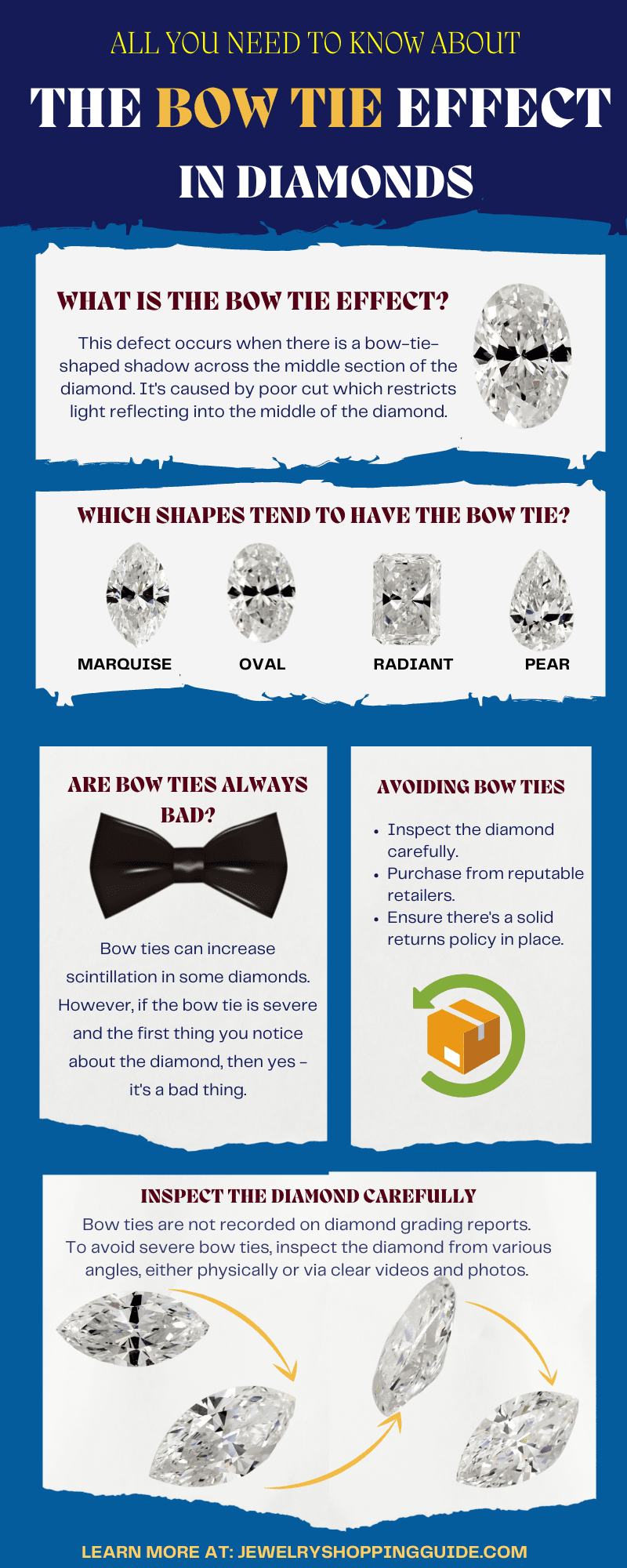 What is the bow tie effect in diamonds?
