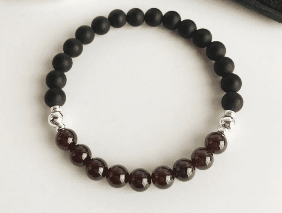 Black garnet bead necklace