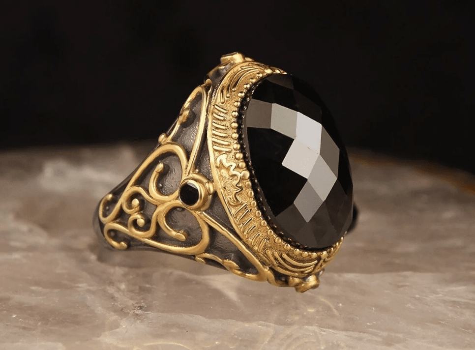 black zircon ring