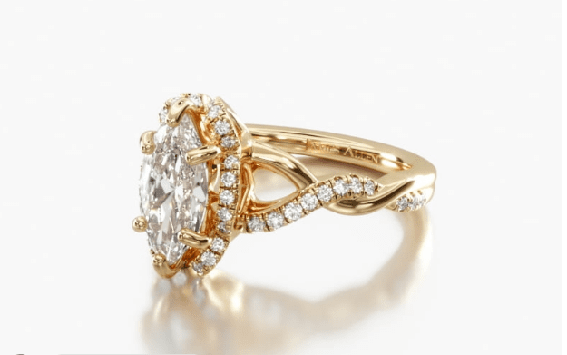 Marquise engagement ring yellow gold