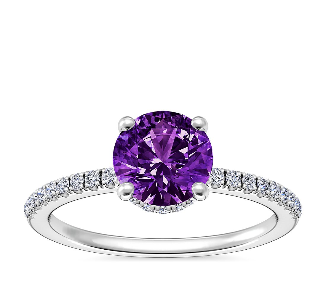 Hidden Halo Ring with Amethyst