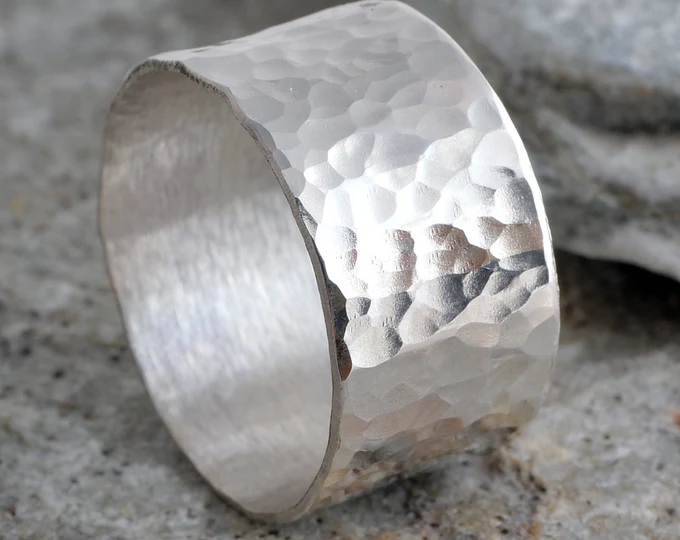 hammered sterling silver band