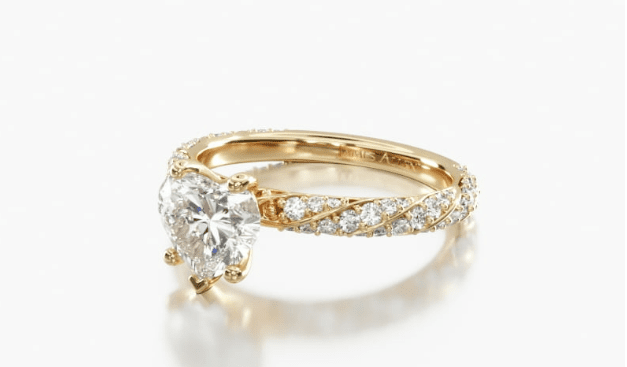 yellow gold heart cut diamond ring