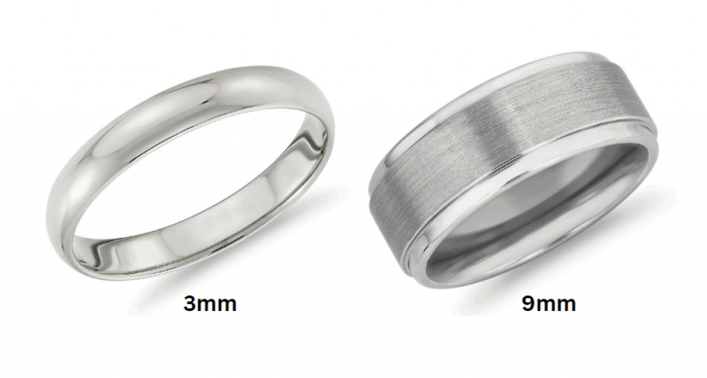 3mm and 9mm wedding rings