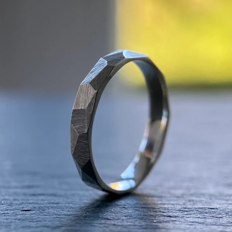 silver hammered ring