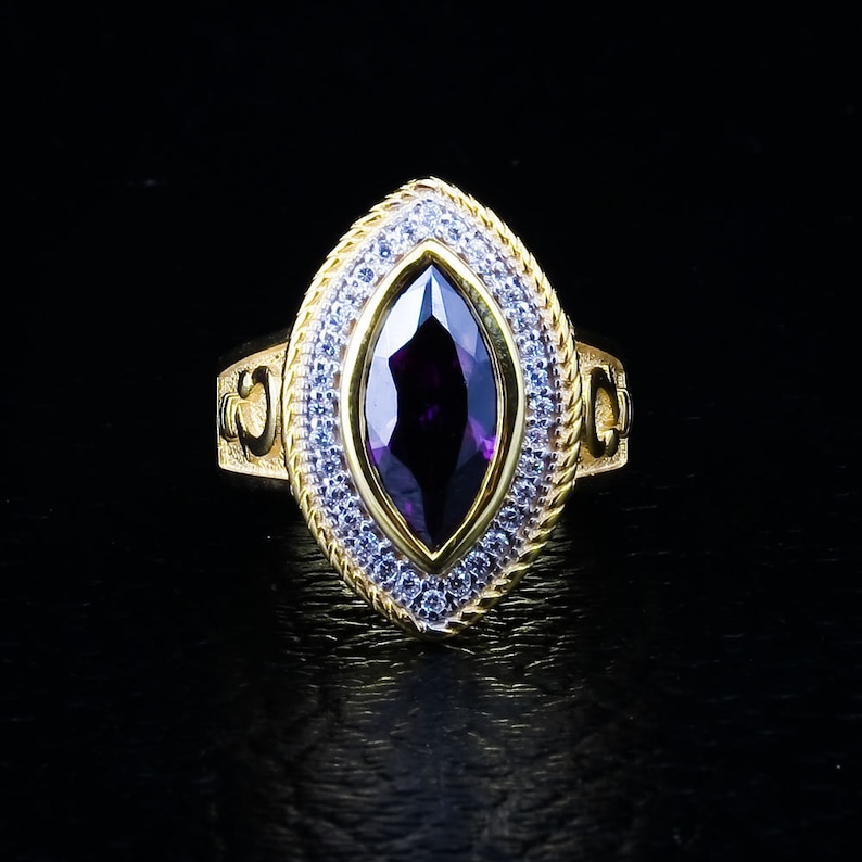 Marquise Amethyst Women's Bishop Ring