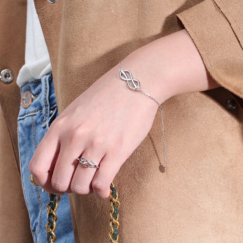 925 Sterling Silver Infinity Bracelet.