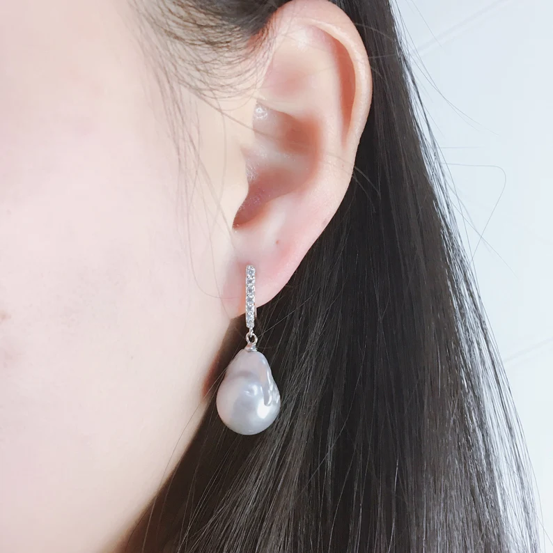 Baroque flameball pearl earrings