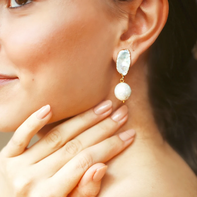 Baroque pearl stud earrings