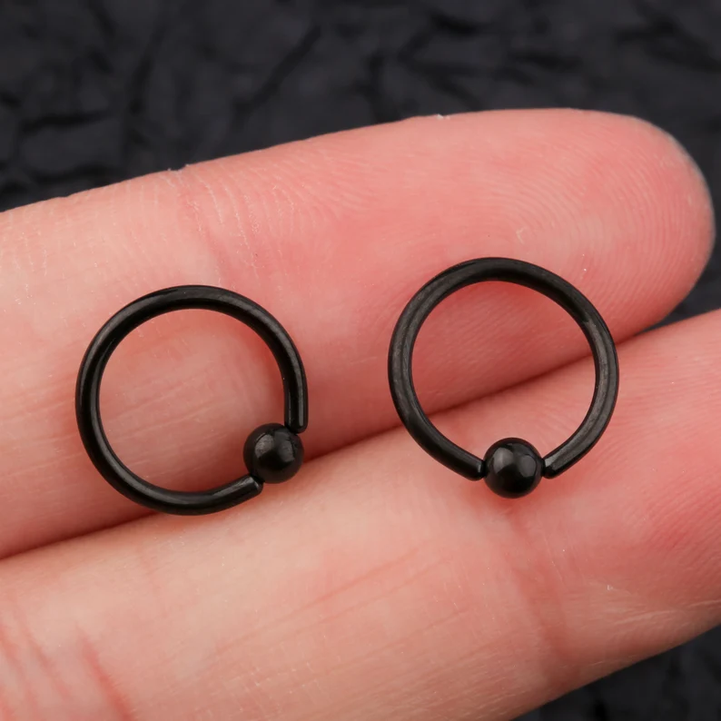 Black spike captive bead rings