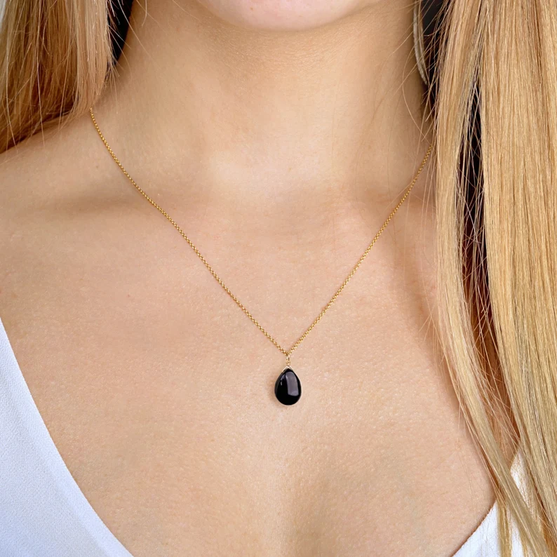 Black Spinel Pendant Necklace
