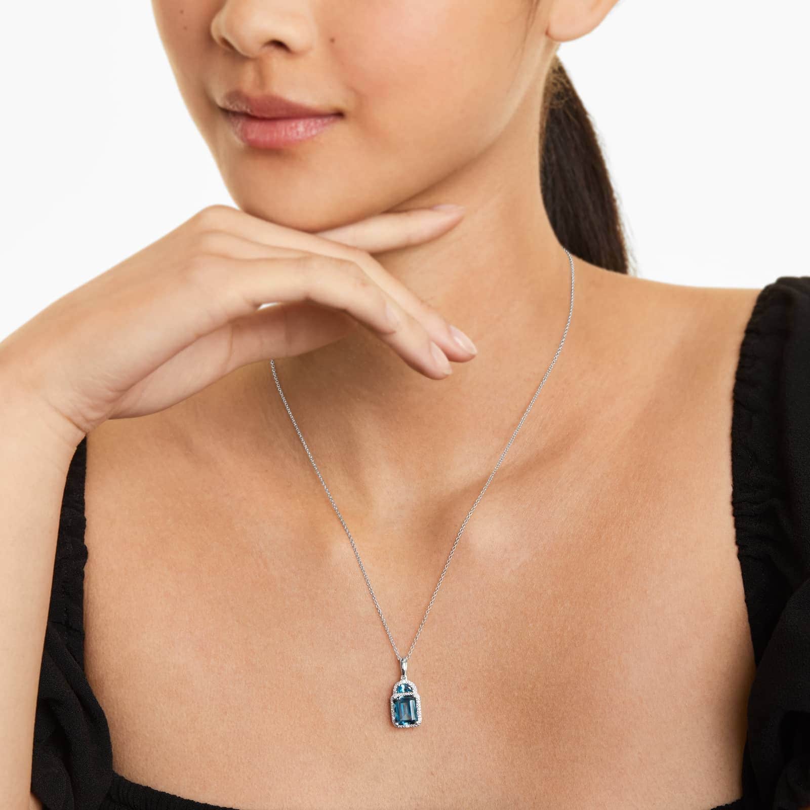 Blue Topaz And Diamond Necklace