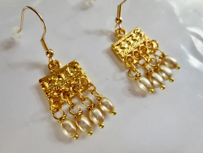 Byzantine Pearl Drop Earrings