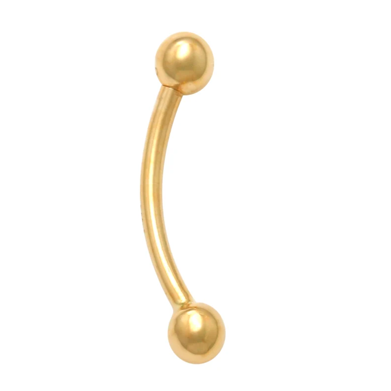 Solid Gold Plain Ball Curved Barbell Earring