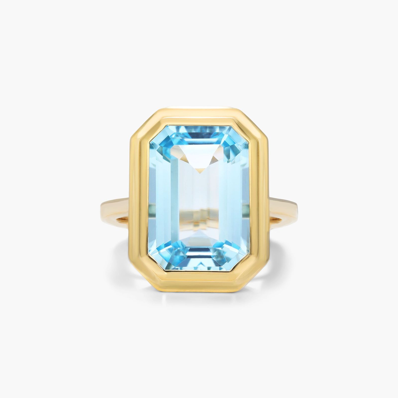 Emerald Cut Bezel Sky Blue Topaz Ring
