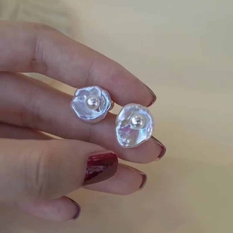 Keshi petal pearls earrings
