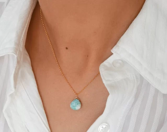 Larimar rare gemstones necklace