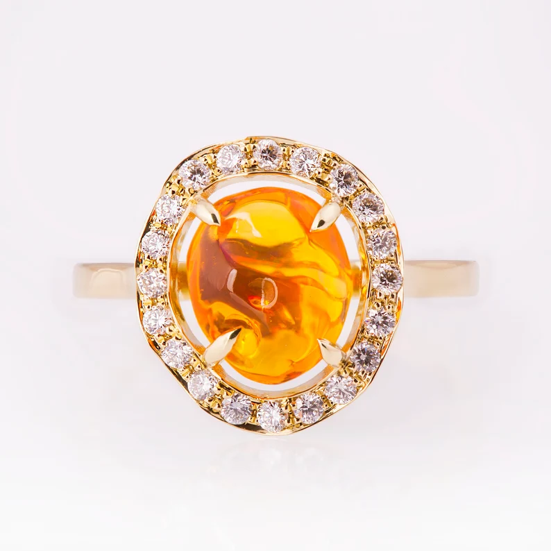 Mexican fire opal ring