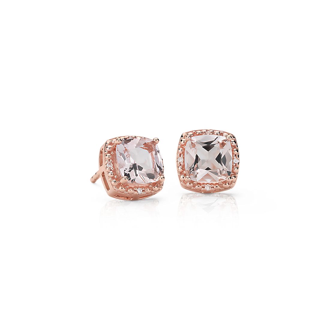 Morganite and diamond stud earrings