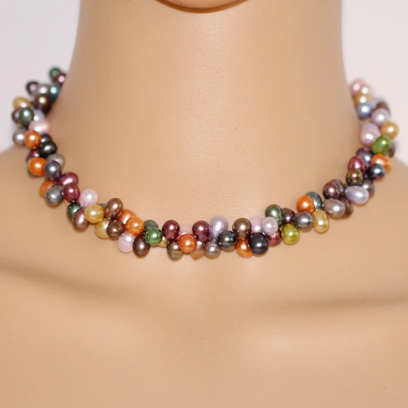 Multi color freshwater pearl necklace