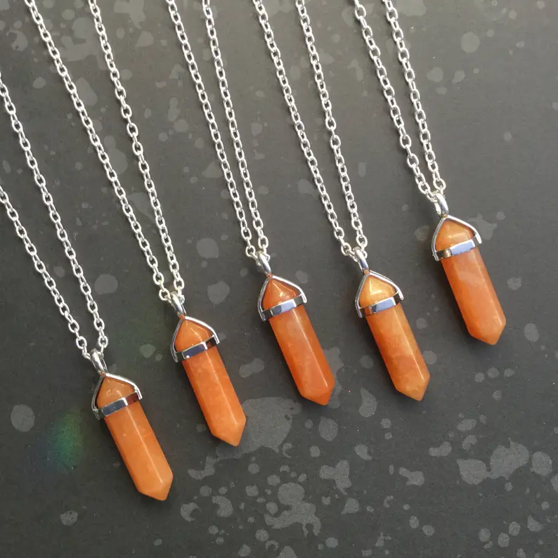 Orange aventurine crystal necklace
