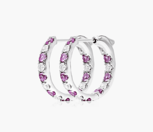 Pink Sapphire round hoops