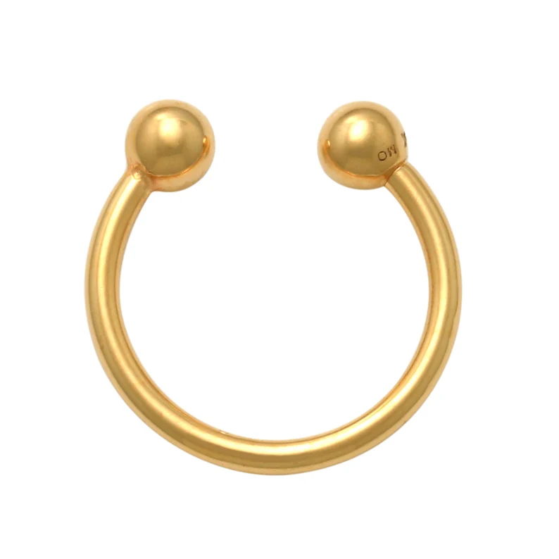Solid Gold Plain Ball Horseshoe Earring