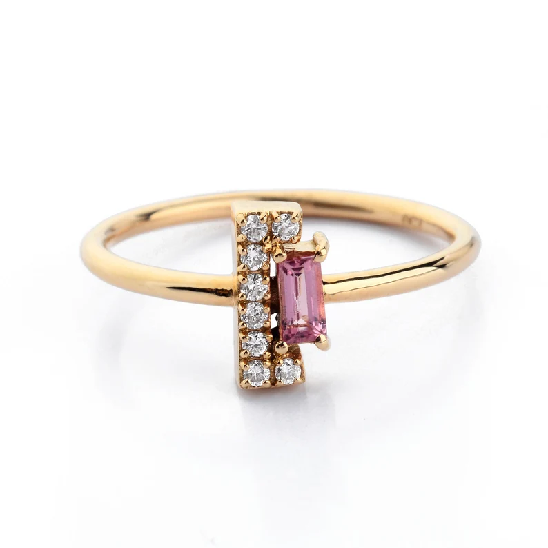 Purple Tourmaline diamond ring