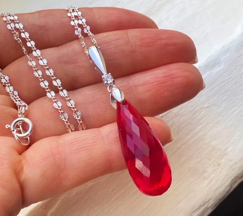 Red Topaz Pendant Necklace