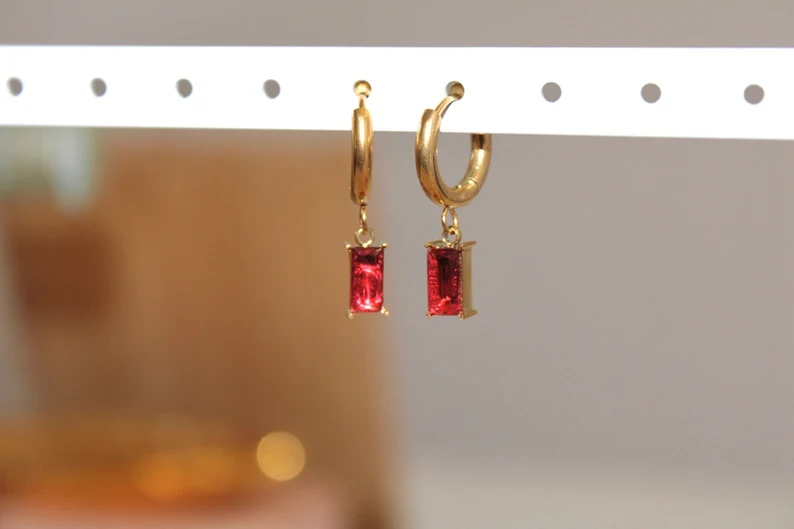 Red Zircon Stone Earrings