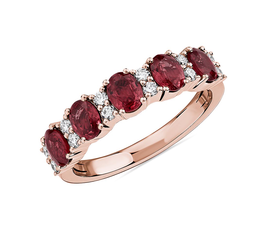 Ruby and Diamond Five-Stone Ring