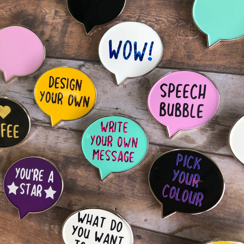 Speech bubble lapel pin