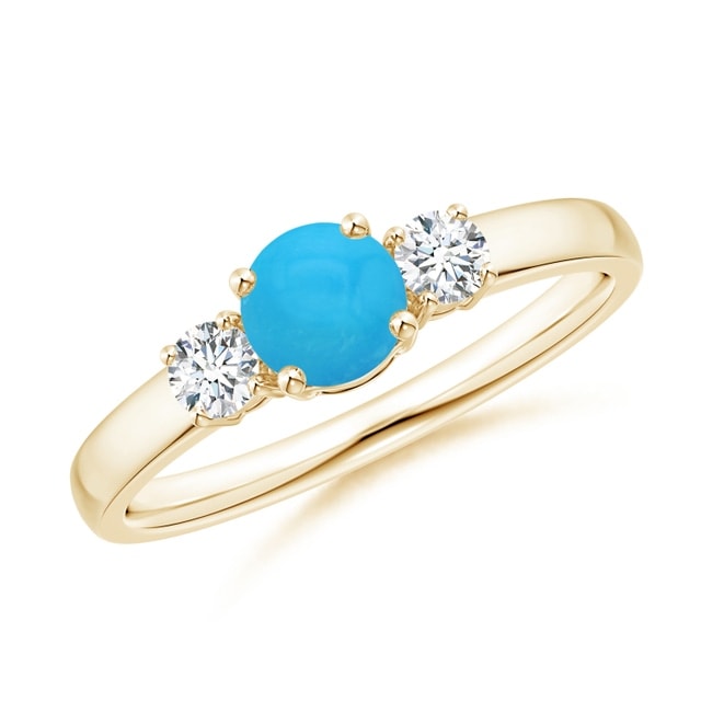 Classic Three Stone Turquoise and Diamond Ring
