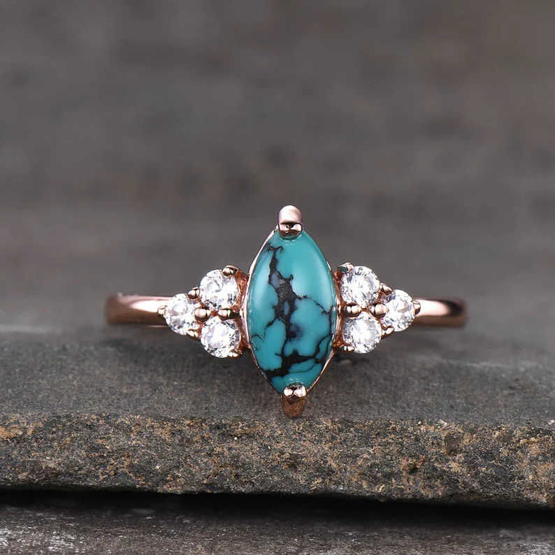 Turquoise Marquise Cut Engagement Ring