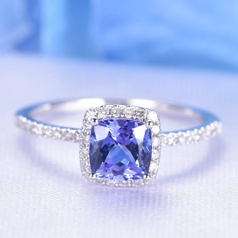 Vintage Blue Tanzanite Engagement Ring