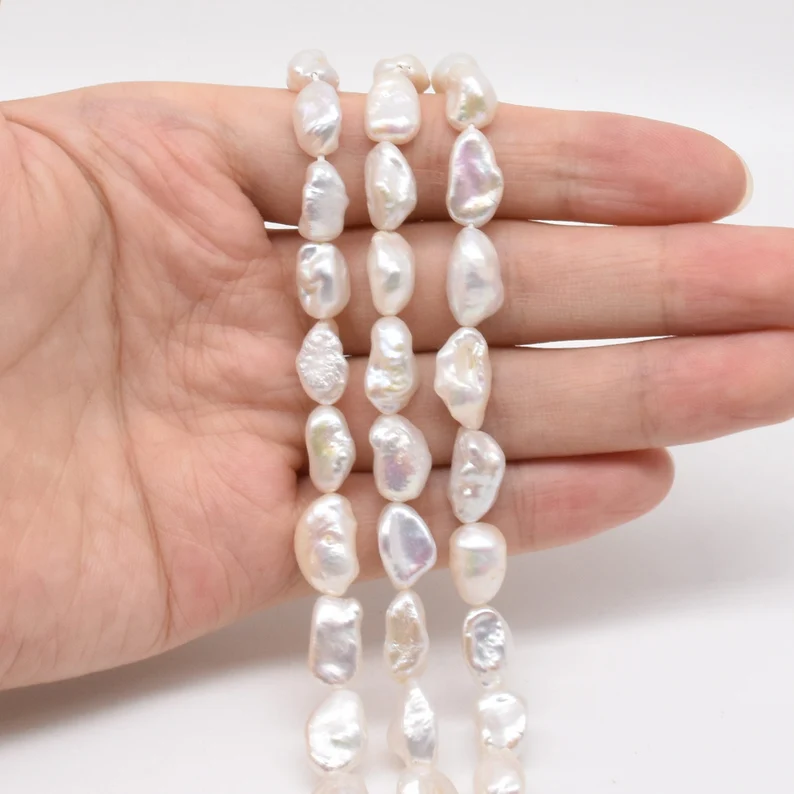White Keshi freshwater pearls