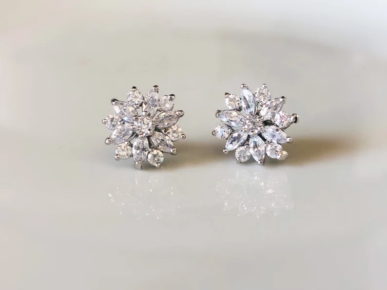 White sapphire stud earrings
