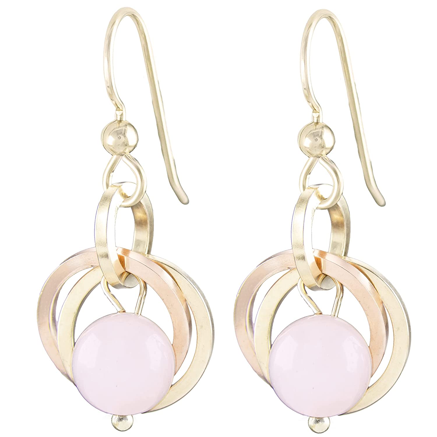 Yellow and rose gold dangle earrings