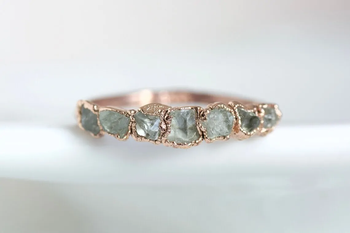 electroformed Aquamarine band ring