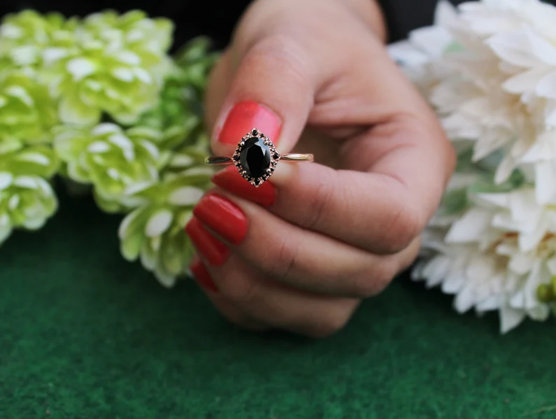 black onyx solitaire engagement ring